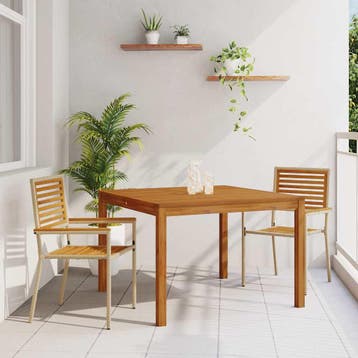 vidaXL Tuin eettafelset 3 st Beige Massief Acaciahout, Verzenden, Nieuw, 3 zitplaatsen