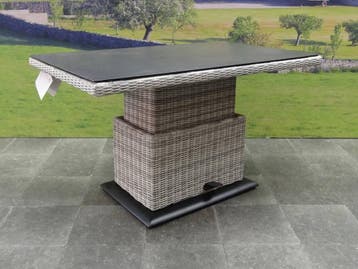 Miami lounge-diningtafel 130x75xH47-71 cm in hoogte, Tuin en Terras, Tuintafels, Ophalen of Verzenden, Nieuw, Wicker