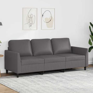 vidaXL Driezitsbank 180 cm kunstleer grijs, Verzenden, Nieuw, Driepersoons, Leer