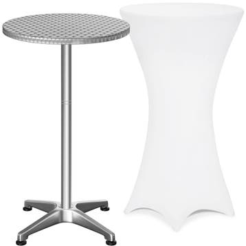Statafel Zilver 115x60cm + statafelhoes Wit Ø60cm, Verzenden, Nieuw