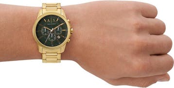Armani Exchange AX1746 Mannen Horloge 44 mm - Goudkleurig, Verzenden, Nieuw