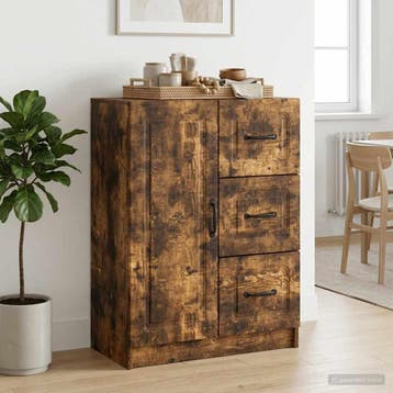 vidaXL Dressoir met lade Gerookt eiken 66 x 34,5 x 87 cm, Verzenden, Nieuw, Overige houtsoorten, Minder dan 50 cm