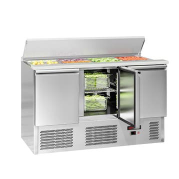 GGM Gastro | Saladette ECO - 1368mm - zwart front - 3 deuren, Verzenden