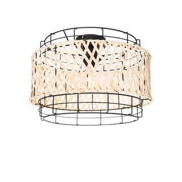 Oosterse plafondlamp zwart met bamboe - Irena, Verzenden, Nieuw