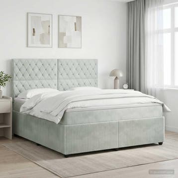 vidaXL Boxspringbed met matras Lichtgrijs 140 x 190 cm, Verzenden, Nieuw, Tweepersoons, Stof