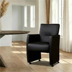 Leren eetkamerstoel Pleasure - Hermes Nero (zwart) - Zonder, Huis en Inrichting, Stoelen, Ophalen of Verzenden, Nieuw, Leer, Eigentijds, Modern