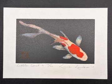 Little Comet 4 Fortune Carp Koi fish on Black - Limited