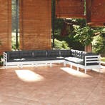 vidaXL 8-delige Loungeset met kussens massief grenenhout wit, Tuin en Terras, Tuinsets en Loungesets, Verzenden, Nieuw, 8 zitplaatsen