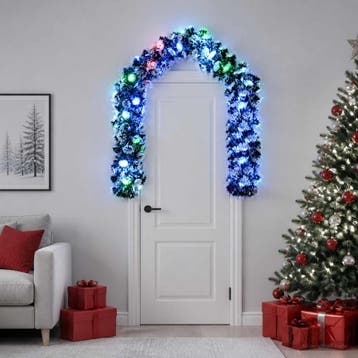 vidaXL Kerstkrans 200 cm 16 LEDs Meerkleurig PET, Verzenden, Nieuw