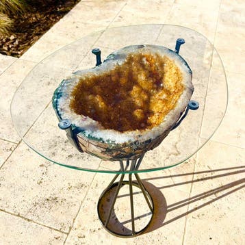 Uitzonderlijke tafel in citrien Geode - Hoogte: 660 mm -, Verzamelen, Mineralen en Fossielen