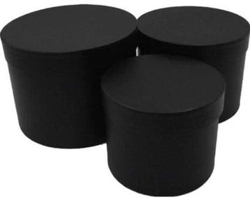 Bloemendoos Set van 3 luxe rond Zwart flowerbox cadeau doos, Ophalen of Verzenden, Nieuw