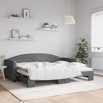 vidaXL Slaapbank met onderschuifbed 90x200 cm stof, 90 cm, Eenpersoons, Verzenden, Nieuw