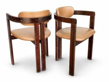 Stoel - kunstleder - Twee vintage stoelen, Antiek en Kunst
