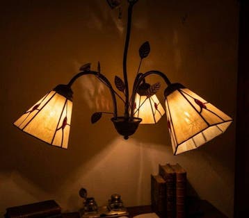 Lamp - Gietijzer - Tiffany-stijl lamp