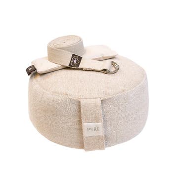 Pakket meditatiekussen jute, oogkussen en riem sand - Pure, Verzenden, Nieuw