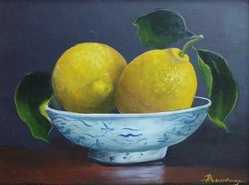 Franco Bencivenga (1953) - Limoni con vaso, Antiek en Kunst