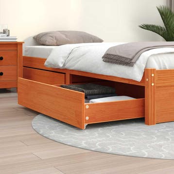 vidaXL Bedlades 2 st massief grenenhout wasbruin, Verzenden, Nieuw, Bruin, Hout