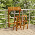 vidaXL 3-delige Balkonbarset massief acaciahout, Tuin en Terras, Verzenden, Nieuw, Hardhout, 3 zitplaatsen