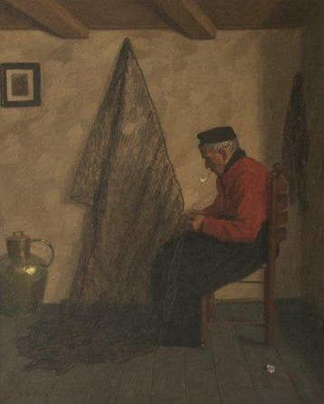 Wilhelm Gdanietz (1893-1969) - Mending the Fishing Nets