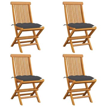 vidaXL Klapstoelen met antracietkleurige kussens, 4 stuks,, Verzenden, Nieuw
