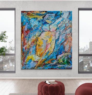 Jovan Srijemac (1962) - The woman runs - XXL, Antiek en Kunst, Kunst | Schilderijen | Modern