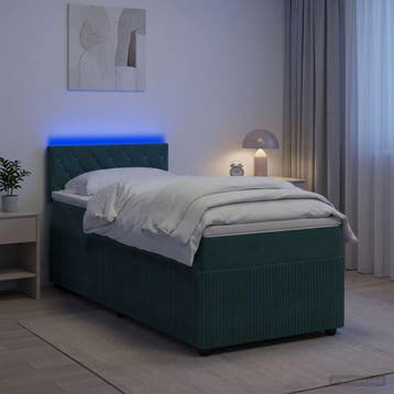 vidaXL Boxspringbed met matras Donkergroen 90 x 200 cm, Verzenden, Nieuw, Groen, Stof