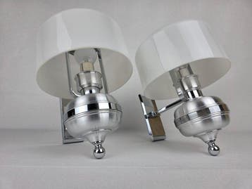 Wandkandelaar (2) - Aluminium, Staal, Opalijn methacrylaat -