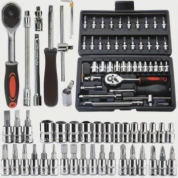 46-delige 1/4 inch doppenset met ratel en bits – Complete ge, Verzenden