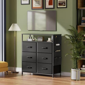 Commode - Dressoir - Ladekast - 87x80x30 cm - Zwart - HLONON, Verzenden, Zo goed als nieuw