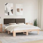 vidaXL Bedframe met Gevoerd Hoofdgedeelte Taupe 180 x 200 cm, Huis en Inrichting, Slaapkamer | Bedden, Verzenden, Nieuw, Hout