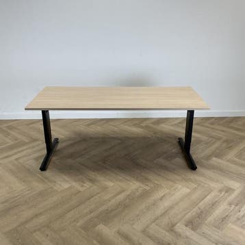 bureau 180x80 cm, licht eiken - zwart - Gratis Bezorging, Huis en Inrichting, Bureaus, Ophalen of Verzenden, Gebruikt