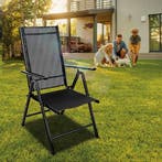 Tuinstoel - Ligstoel - Verstelbaar - Opvouwbaar - Zwart - Ti, Verzenden, Zo goed als nieuw