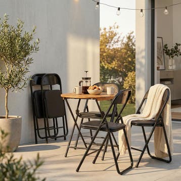 Klapstoelen Set 4 Zwart Eco-leer | Nieuw | Scherpe Prijs, Huis en Inrichting, Zwart, Nieuw, Leer, Ophalen of Verzenden