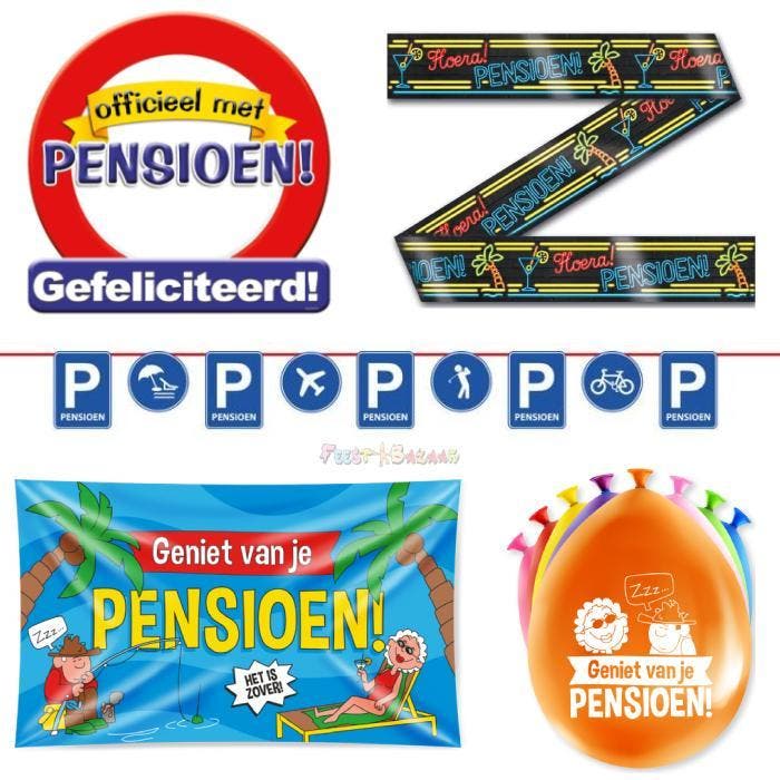 Pensioen Versiering - Slingers Ballonnen Vlaggen en meer, Hobby en Vrije tijd, Feestartikelen, Overige, Versiering, Nieuw, Ophalen of Verzenden