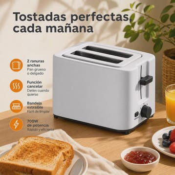 Wit 2-Slots Broodrooster 700W met Brede Sleuven en Kruimella, Verzenden, Nieuw