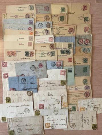 Württemberg 1862/1923 - 48 stukken / postkaarten met mooie, Postzegels en Munten, Gestempeld