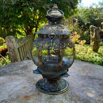 Lantaarn - Candle Lantern - 27 cm - Glas, Metaal
