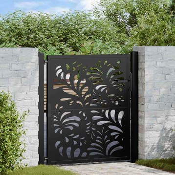 vidaXL Poort met golfontwerp 100x100 cm staal zwart, Tuin en Terras, Tuinpoorten, Verzenden, Nieuw