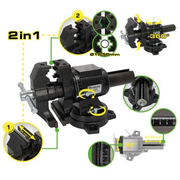 Competition 2-in-1 Bankschroef 125mm – Draaibaar &, Verzenden, Nieuw