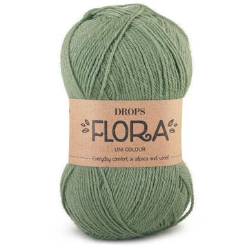 DROPS Flora Uni Colour - 15 groen - Wol Garen, Ophalen of Verzenden, Nieuw
