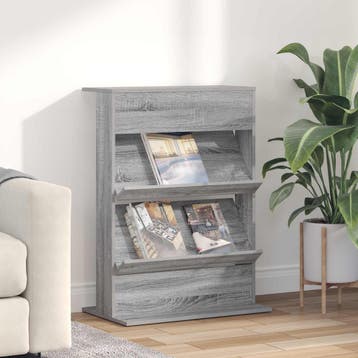 vidaXL Tijdschrift Rek Grijs Sonoma 70 x 41 x 96 cm Bewerkt, Huis en Inrichting, Woonaccessoires | Cd- en Dvd-rekken, Verzenden