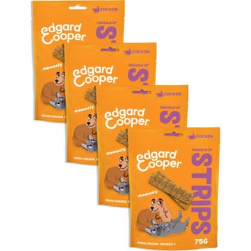 4x Edgard&Cooper Adult Strips Kip 75 gr (Hondensnacks), Dieren en Toebehoren, Verzenden, Hond