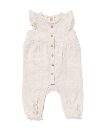 HEMA Babyjumpsuit jersey geborduurd gebroken wit, Verzenden, Nieuw