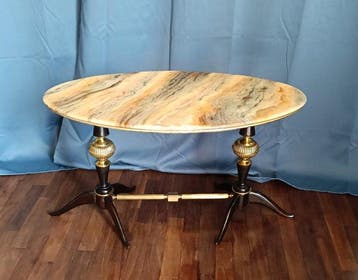 Salontafel - Messing, Hars, Mahonie