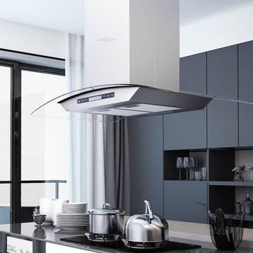 vidaXL Eilandafzuigkap LCD-scherm sensor 756 m³/u LED 90 cm, Verzenden, Nieuw