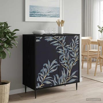 vidaXL Dressoir DOKKUM Zwart eiken 69 x 33 x 76 cm Bewerkt, Verzenden, Nieuw, Overige houtsoorten, Minder dan 50 cm