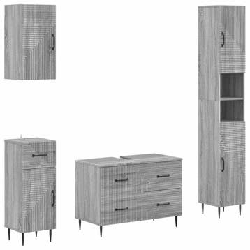 vidaXL 4-delige Badkamerkast Set HAARLEM Grijs Sonoma, Verzenden, Nieuw