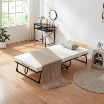 Opklapbed Lustendi 90x200 cm met matras zwart eiken en wit [, Huis en Inrichting, Slaapkamer | Bedden, Verzenden, Nieuw