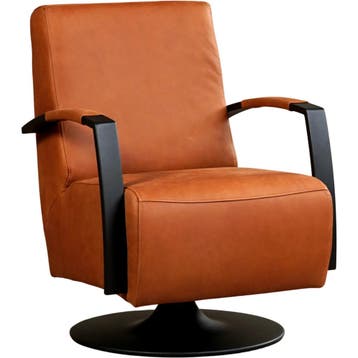 Leren draaifauteuil Mood - Rancho Cognac (cognac) -, Nieuw, Ophalen of Verzenden, 50 tot 75 cm, Industrieel, Modern