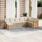 vidaXL 8-delige Loungeset met kussens poly rattan beige, Tuin en Terras, Verzenden, Nieuw, Loungeset